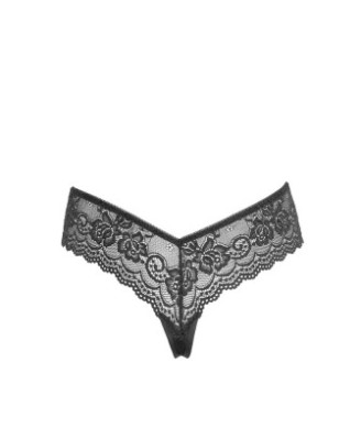 String en dentelle florale noire 